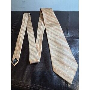 Claiborne Gold/Tan Diagonal Striped Silk Men's Tie Necktie
